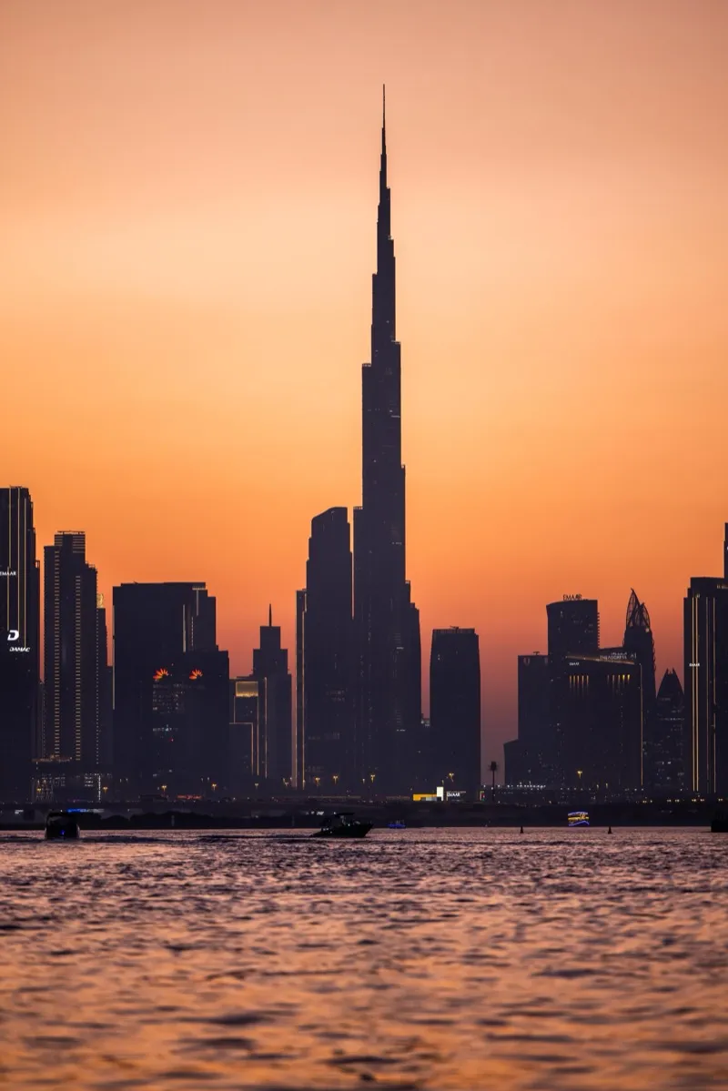 Dubai skyline at sunset